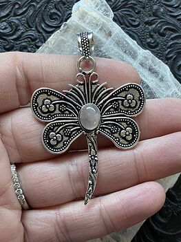 Witchy Fairy Core Rose Quartz Dragonfly Pendant Stone Crystal Jewelry #3EQ1WloZMJ0
