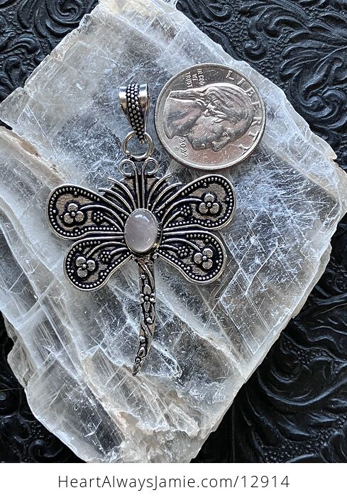 Witchy Fairy Core Rose Quartz Dragonfly Pendant Stone Crystal Jewelry - #3EQ1WloZMJ0-5