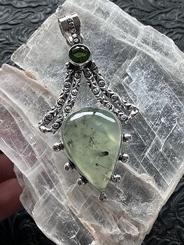 Witchy Green Epidote Included Prehnite Crystal Stone Jewelry Pendant #pfAv99PCsOY