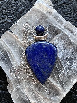 Witchy Lapis Lazuli Crystal Stone Jewelry Crescent Moon Pendant Necklace #Dwaos8jUdnw
