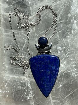 Witchy Lapis Lazuli Crystal Stone Jewelry Crescent Moon Pendant Necklace #TukJOekNwdA