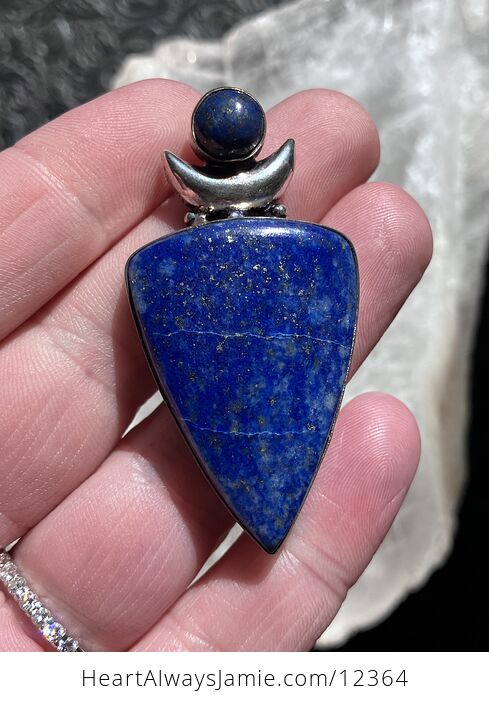 Witchy Lapis Lazuli Crystal Stone Jewelry Crescent Moon Pendant Necklace - #TukJOekNwdA-2