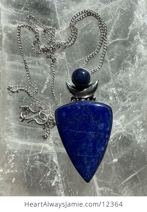 Witchy Lapis Lazuli Crystal Stone Jewelry Crescent Moon Pendant Necklace - #TukJOekNwdA-1