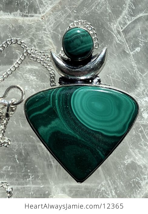 Witchy Malachite Crystal Stone Jewelry Crescent Moon Pendant Necklace - #N1EFwK73dVg-4