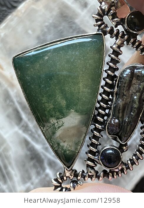 Witchy Moss Agate Biwa Pearl and Green Gem Pendant Stone Jewelry Crystal - #huU1F2zpYhM-3