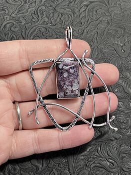 Witchy Rectangular Canasite Included Charoite Pendant Stone Crystal Jewelry #4ZckoKJY0y4