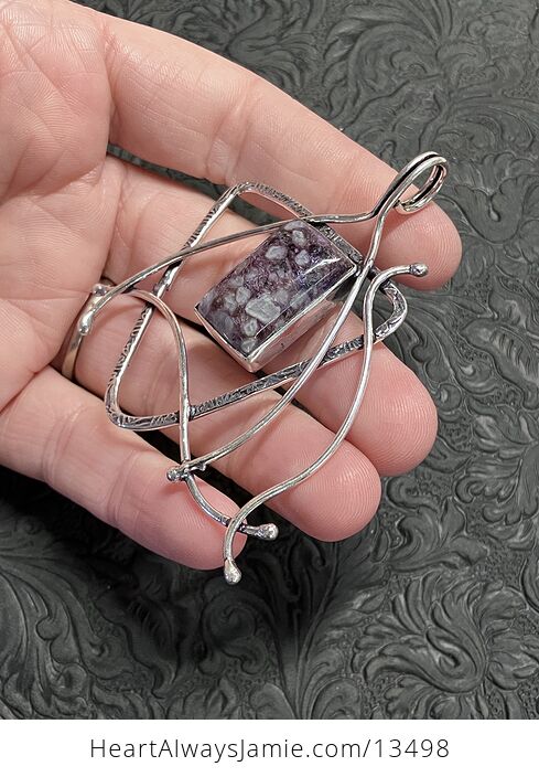 Witchy Rectangular Canasite Included Charoite Pendant Stone Crystal Jewelry - #4ZckoKJY0y4-4