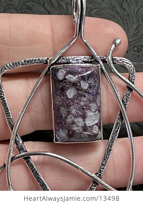 Witchy Rectangular Canasite Included Charoite Pendant Stone Crystal Jewelry - #4ZckoKJY0y4-2