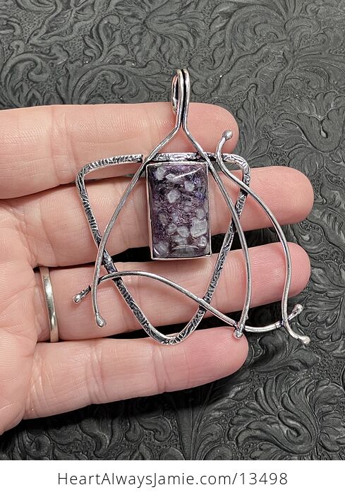 Witchy Rectangular Canasite Included Charoite Pendant Stone Crystal Jewelry - #4ZckoKJY0y4-1