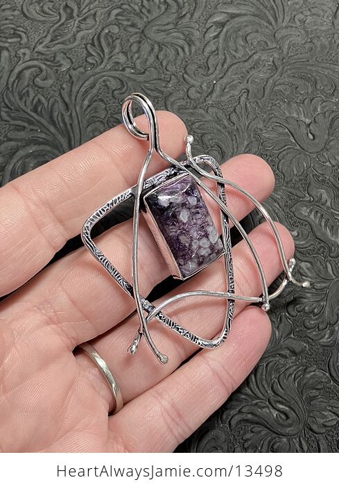 Witchy Rectangular Canasite Included Charoite Pendant Stone Crystal Jewelry - #4ZckoKJY0y4-3