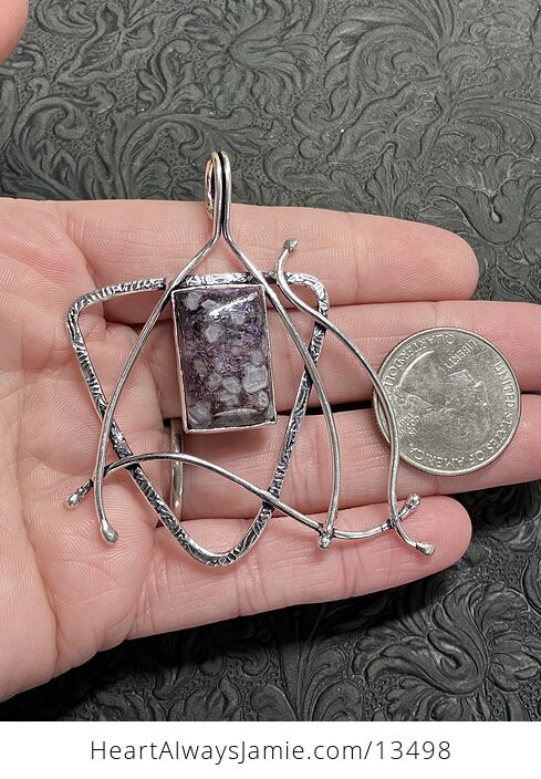 Witchy Rectangular Canasite Included Charoite Pendant Stone Crystal Jewelry - #4ZckoKJY0y4-5