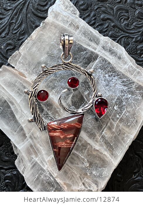 Witchy Red Rainbow Jasper Stone Jewelry Crystal Pendant - #qMRffVxuhGg-1