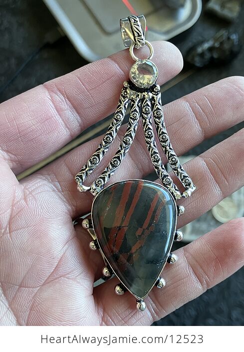 Witchy Setonite African Bloodstone and Topaz Jewelry Pendant Crystal Stone Jewelry - #8rzXGc6JSnA-4