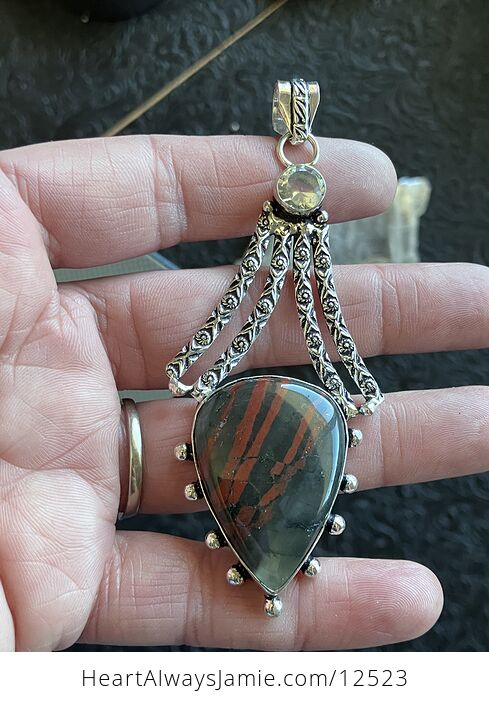 Witchy Setonite African Bloodstone and Topaz Jewelry Pendant Crystal Stone Jewelry - #8rzXGc6JSnA-7