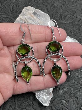 Witchy Styled Peridot and Topaz Earrings Stone Crystal Jewelry #8r2HehAAMLo