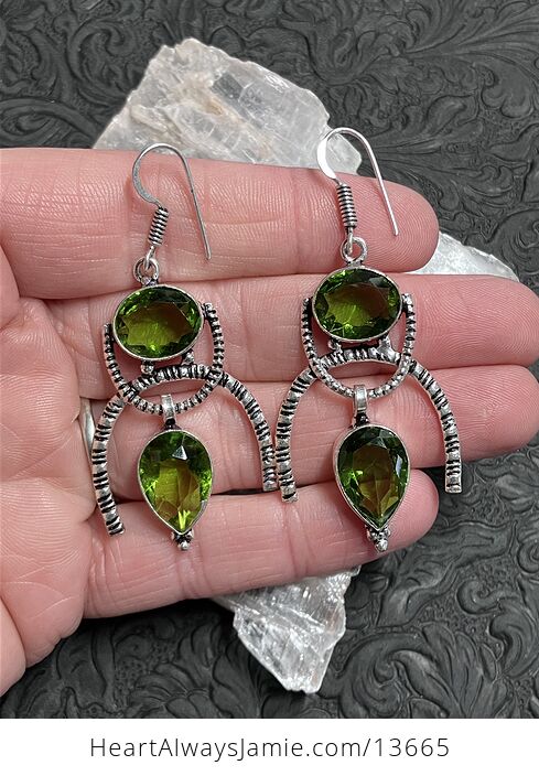 Witchy Styled Peridot and Topaz Earrings Stone Crystal Jewelry - #8r2HehAAMLo-1