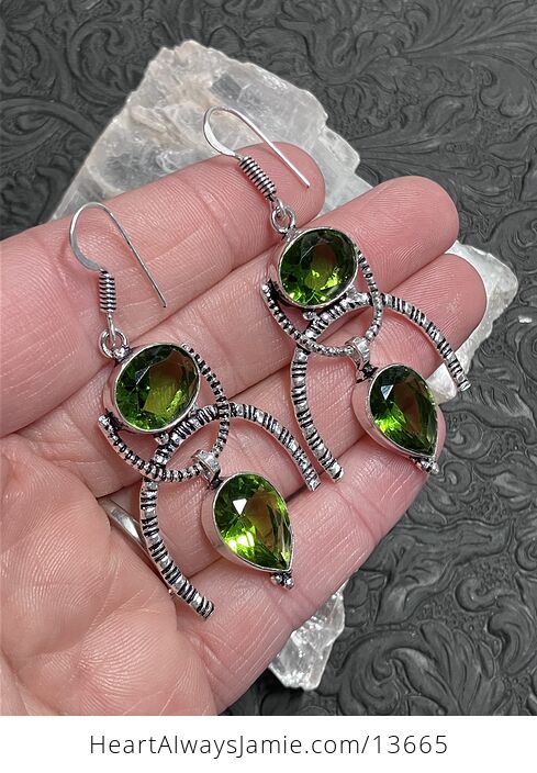 Witchy Styled Peridot and Topaz Earrings Stone Crystal Jewelry - #8r2HehAAMLo-2