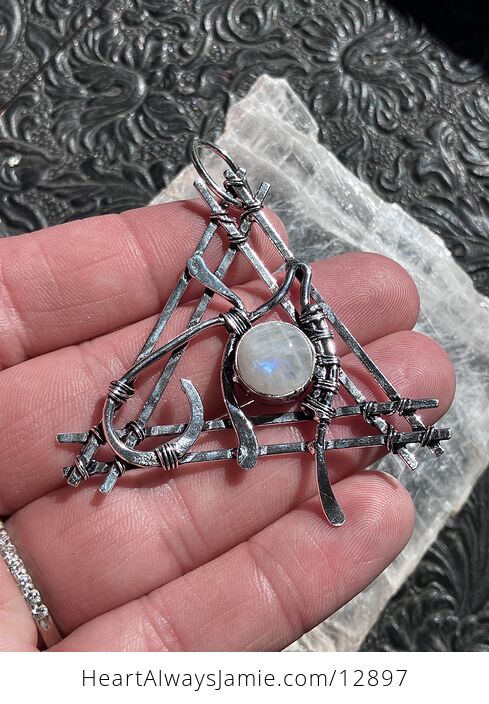 Witchy Styled Rainbow Moonstone Jewelry Crystal Pendant - #j9kNGbAAFzk-4