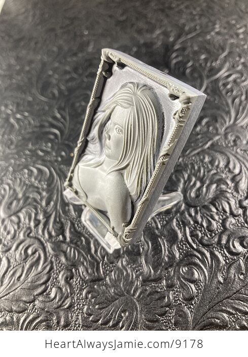 Woman Carved Jasper Stone Pendant Jewelry Mini Art Cabochon - #TLGYbnj8aOw-2