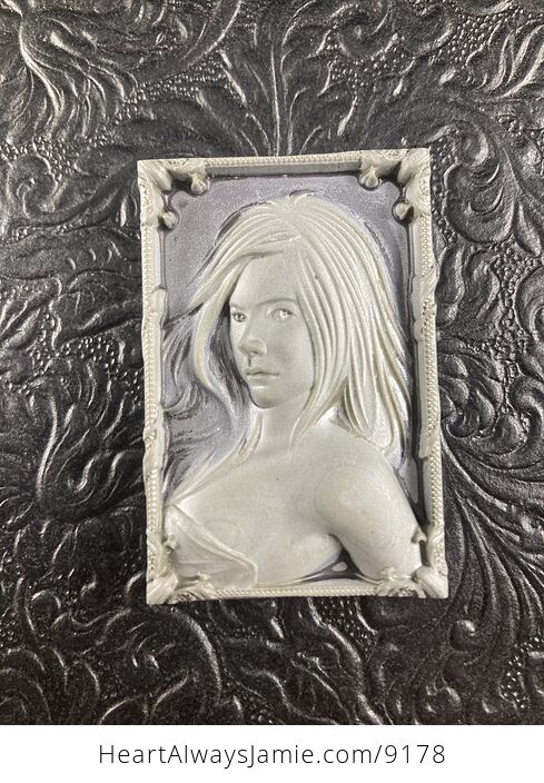 Woman Carved Jasper Stone Pendant Jewelry Mini Art Cabochon - #TLGYbnj8aOw-5