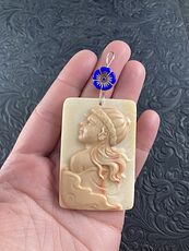 Woman or Girl in a Beanie with Long Hair Jasper Pendant Stone Jewelry Mini Art Ornament #VwP1UvtcrMI