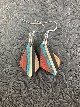 Wood and Blue Resin Earrings #GRSiuc0JWD4