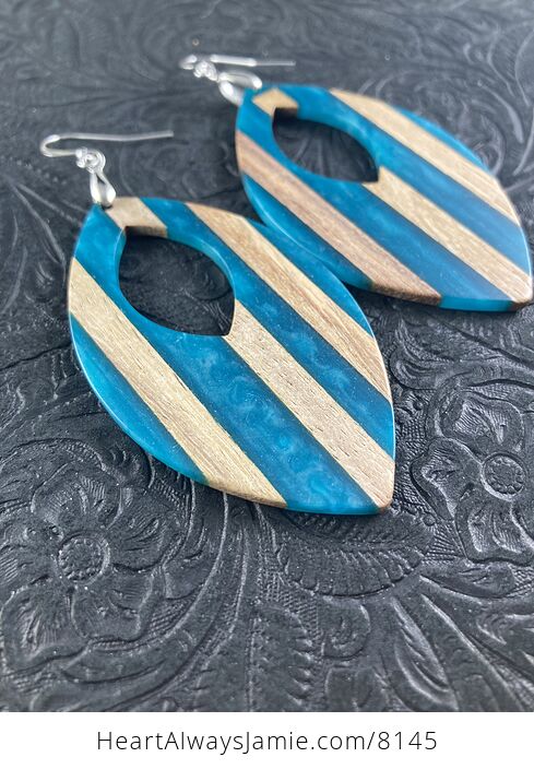 Wood and Blue Resin Earrings - #baixvI0TriI-6