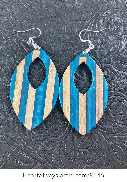 Wood and Blue Resin Earrings - #baixvI0TriI-1