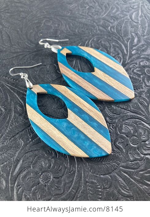 Wood and Blue Resin Earrings - #baixvI0TriI-5