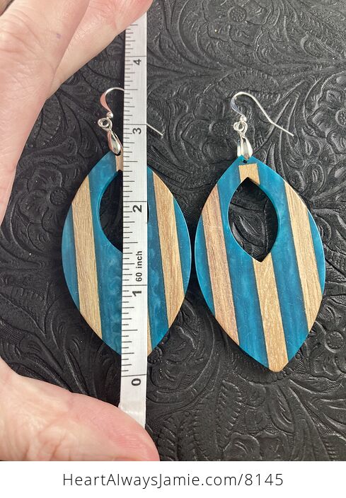 Wood and Blue Resin Earrings - #baixvI0TriI-4