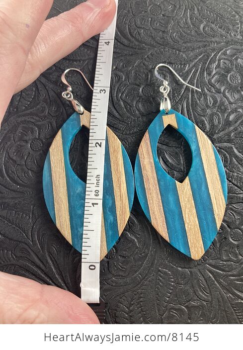 Wood and Blue Resin Earrings - #baixvI0TriI-3