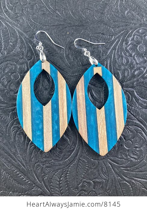 Wood and Blue Resin Earrings - #baixvI0TriI-2