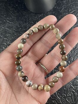 Wood Fossil 6mm Natural Gemstone Jewelry Bracelet #RM9vaglAnHs
