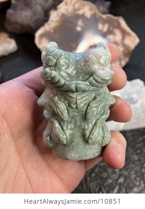 Xiu Yan Jade Crystal Carving of a Tree God the Green Man or Foliate Head with Two Faces - #ehtnJYtjICE-2