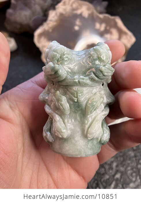 Xiu Yan Jade Crystal Carving of a Tree God the Green Man or Foliate Head with Two Faces - #ehtnJYtjICE-4