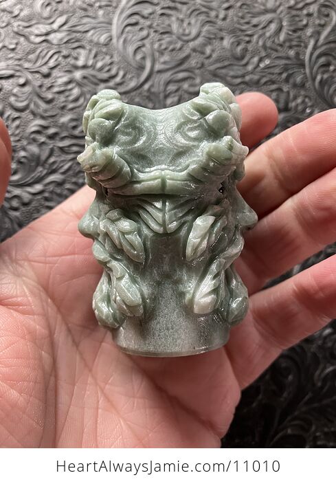 Xiu Yan Jade Crystal Carving of the Green Man or Foliate Head Tree God with Two Faces - #2Ahjd667SKs-2