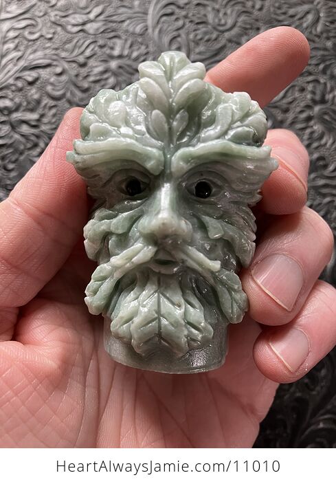 Xiu Yan Jade Crystal Carving of the Green Man or Foliate Head Tree God with Two Faces - #2Ahjd667SKs-3
