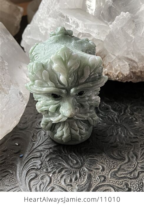 Xiu Yan Jade Crystal Carving of the Green Man or Foliate Head Tree God with Two Faces - #2Ahjd667SKs-6