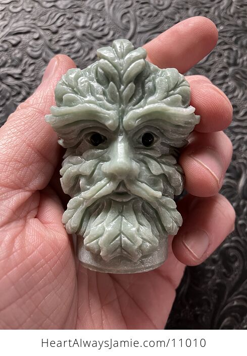 Xiu Yan Jade Crystal Carving of the Green Man or Foliate Head Tree God with Two Faces - #2Ahjd667SKs-1