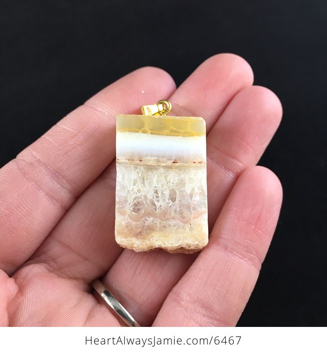 Yellow and Orange Druzy Agate Stone Jewelry Pendant - #1rU5Pn6EWaE-1