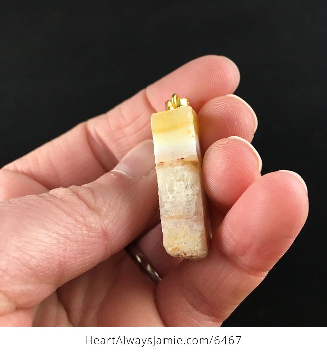 Yellow and Orange Druzy Agate Stone Jewelry Pendant - #1rU5Pn6EWaE-3