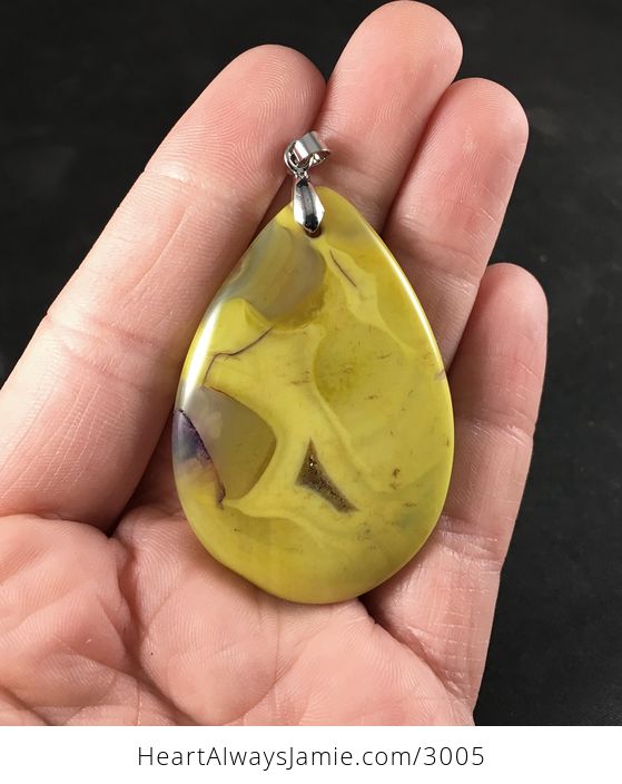 Yellow and Purple Agate Stone Pendant - #8Rm7YS02kf8-1