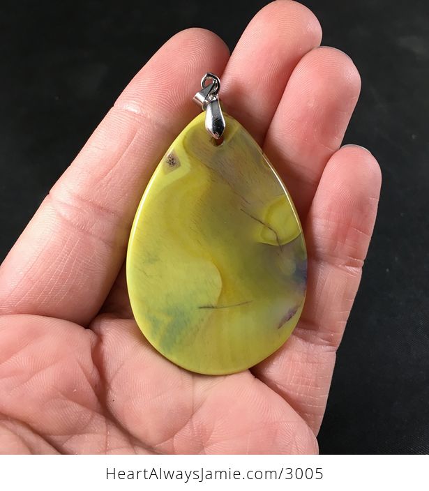 Yellow and Purple Agate Stone Pendant Necklace - #8Rm7YS02kf8-2