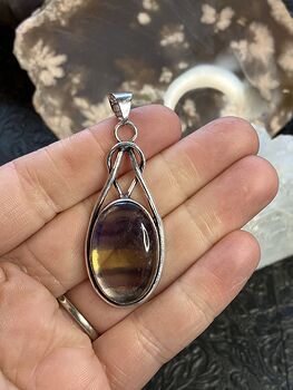 Yellow and Purple Fluorite Crystal Stone Jewelry Pendant #ynWXpvCSPrU