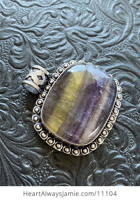 Yellow and Purple Fluorite Crystal Stone Jewelry Pendant - #mbsOaH5i83A-6