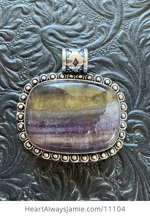 Yellow and Purple Fluorite Crystal Stone Jewelry Pendant - #mbsOaH5i83A-1
