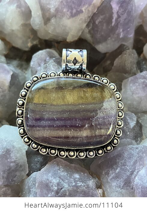 Yellow and Purple Fluorite Crystal Stone Jewelry Pendant - #mbsOaH5i83A-8
