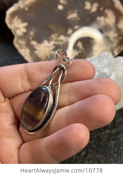 Yellow and Purple Fluorite Crystal Stone Jewelry Pendant - #ynWXpvCSPrU-3