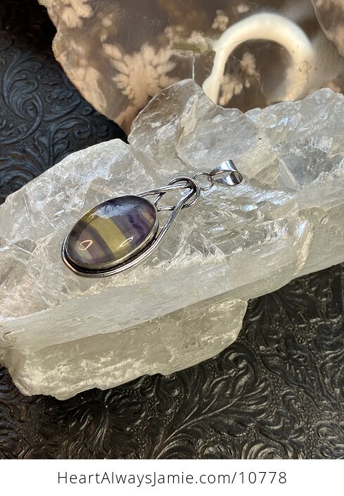 Yellow and Purple Fluorite Crystal Stone Jewelry Pendant - #ynWXpvCSPrU-5