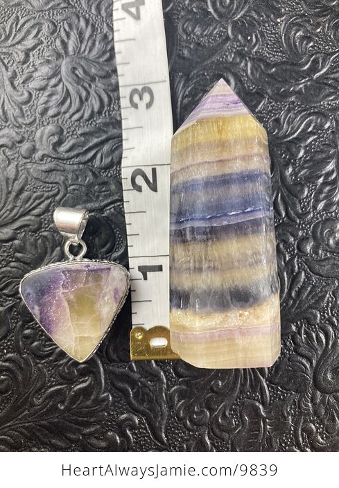 Yellow and Purple Fluorite Crystal Stone Jewelry Pendant and Tower Gift Set for - #1E3Gc1eULsw-4